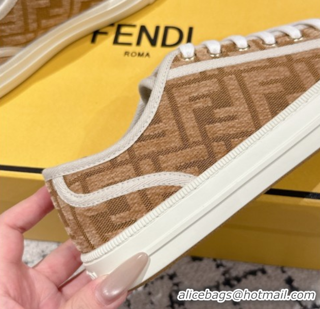 Top Grade Fendi Domino Low top sneakers in FF Fabric Beige/Brown 0710074