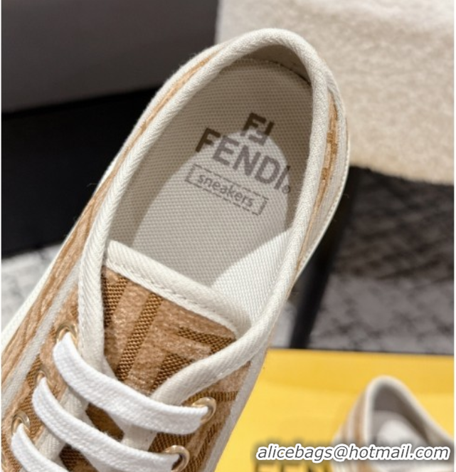 Top Grade Fendi Domino Low top sneakers in FF Fabric Beige/Brown 0710074