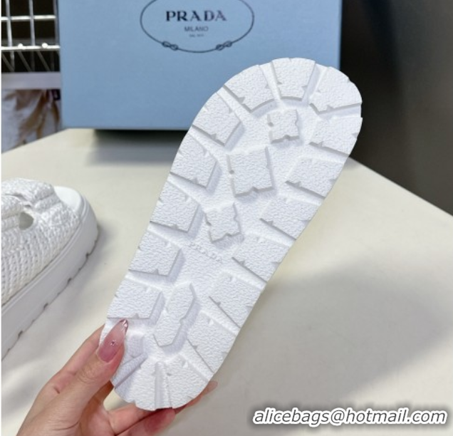 Best Product Prada Crochet platform sandals 4.5cm White 50530008