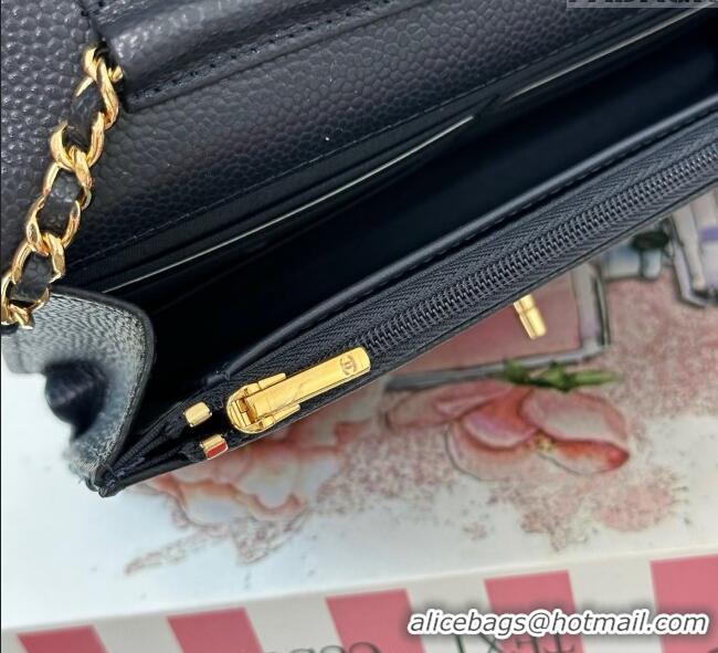 Famous Brand Chanel Grained Calfskin Classic Wallet on Chain WOC AP4241 Navy Blue/Gold 2025