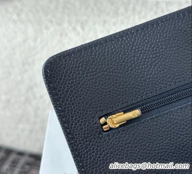 Famous Brand Chanel Grained Calfskin Classic Wallet on Chain WOC AP4241 Navy Blue/Gold 2025