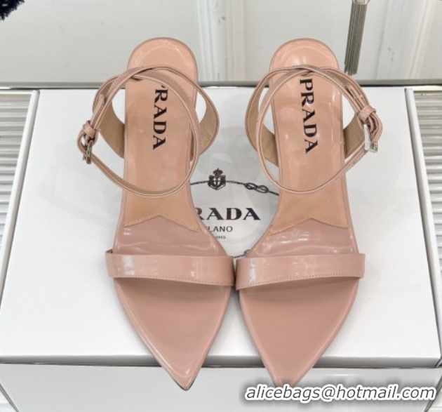 Sumptuous Prada Brushed Leather Pointed Sandals 9.5cm Light Pink 0530022