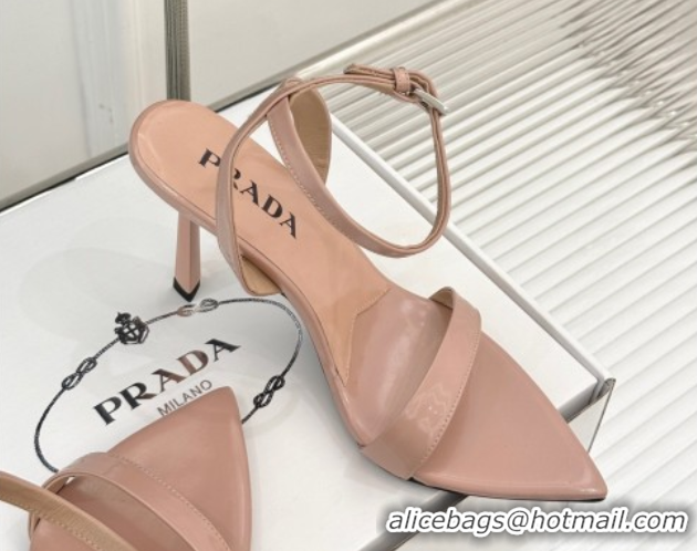Sumptuous Prada Brushed Leather Pointed Sandals 9.5cm Light Pink 0530022