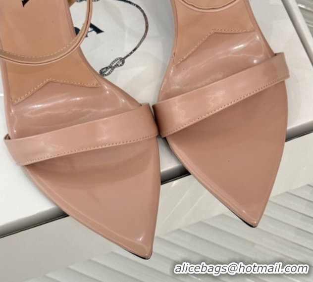 Sumptuous Prada Brushed Leather Pointed Sandals 9.5cm Light Pink 0530022