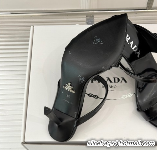 Generous Prada Brushed Leather Pointed Slides Sandal 9.5cm Black 0530023
