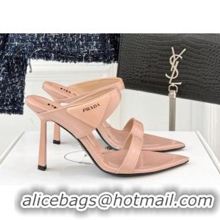 Shop Cheap Prada Brushed Leather Pointed Slides Sandal 9.5cm Light Pink 0530024