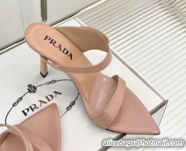 Shop Cheap Prada Brushed Leather Pointed Slides Sandal 9.5cm Light Pink 0530024
