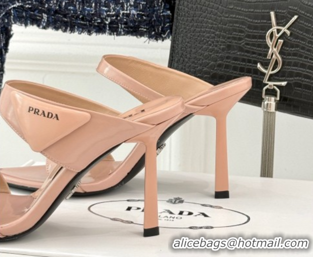 Shop Cheap Prada Brushed Leather Pointed Slides Sandal 9.5cm Light Pink 0530024