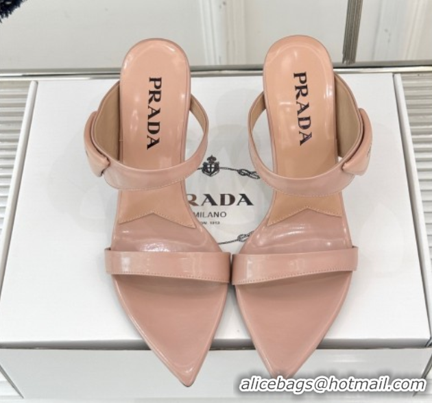 Shop Cheap Prada Brushed Leather Pointed Slides Sandal 9.5cm Light Pink 0530024