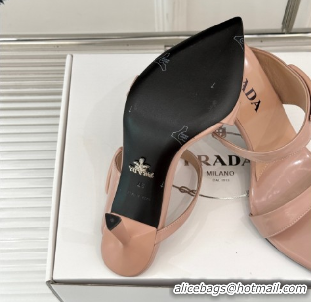 Shop Cheap Prada Brushed Leather Pointed Slides Sandal 9.5cm Light Pink 0530024