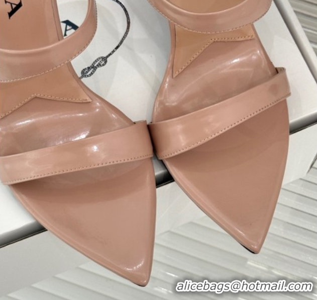Shop Cheap Prada Brushed Leather Pointed Slides Sandal 9.5cm Light Pink 0530024