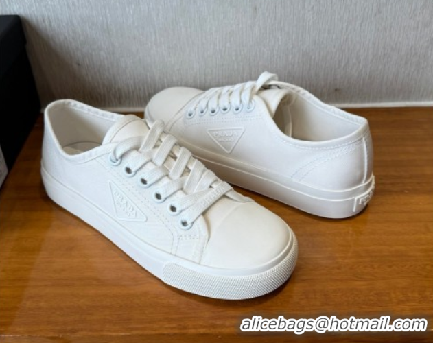 Stylish Prada Fabric Low top Sneakers White 2025 PR053003