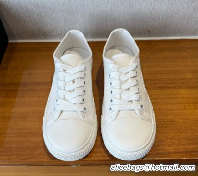Stylish Prada Fabric Low top Sneakers White 2025 PR053003