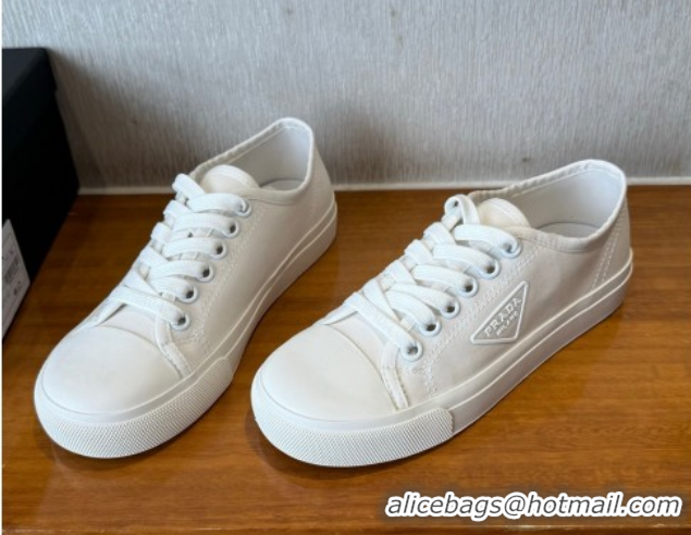 Stylish Prada Fabric Low top Sneakers White 2025 PR053003