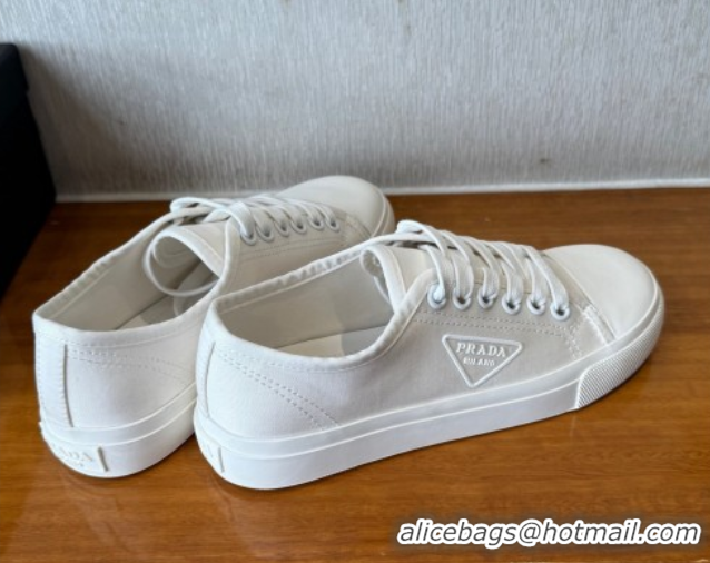 Stylish Prada Fabric Low top Sneakers White 2025 PR053003