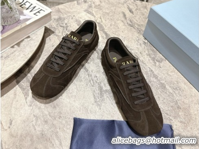 Best Price Prada Antiqued Suede Sneakers Green 2025 PR053004