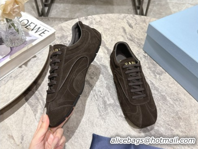 Best Price Prada Antiqued Suede Sneakers Green 2025 PR053004
