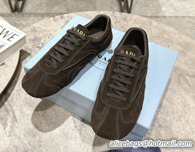Best Price Prada Antiqued Suede Sneakers Green 2025 PR053004
