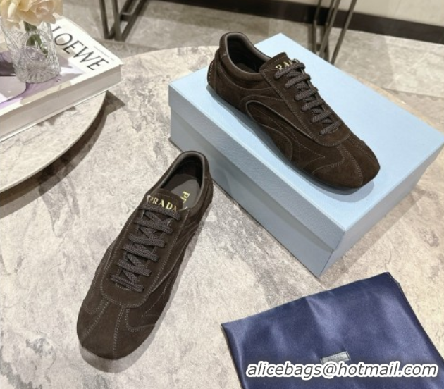 Best Price Prada Antiqued Suede Sneakers Green 2025 PR053004