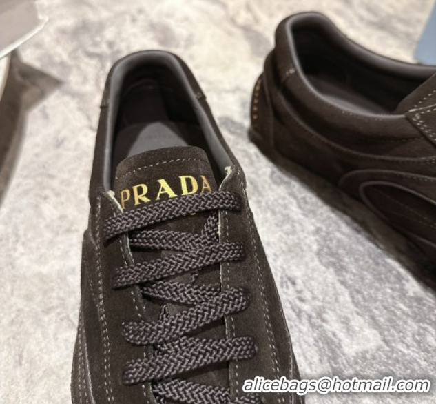 Best Price Prada Antiqued Suede Sneakers Green 2025 PR053004