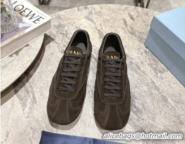 Best Price Prada Antiqued Suede Sneakers Green 2025 PR053004