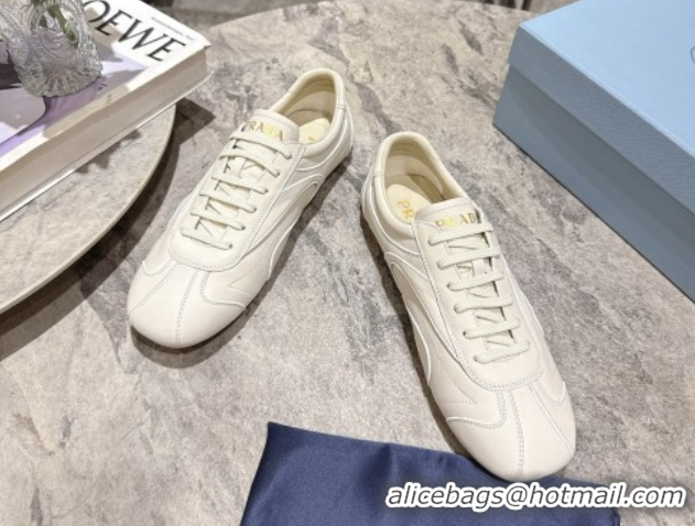 Sumptuous Prada Leather Sneakers White2 2025 PR053004
