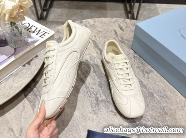 Sumptuous Prada Leather Sneakers White2 2025 PR053004