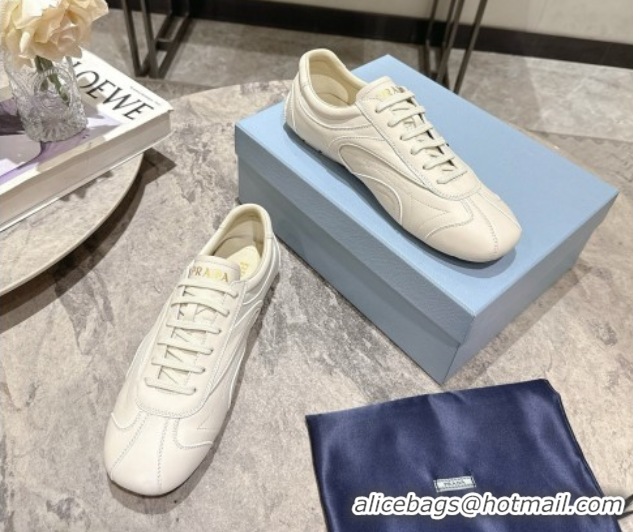 Sumptuous Prada Leather Sneakers White2 2025 PR053004