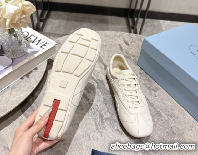 Sumptuous Prada Leather Sneakers White2 2025 PR053004