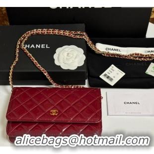 Best Product Chanel Patent Calfskin Classic Wallet on Chain WOC AP0250 Red/Gold 2025