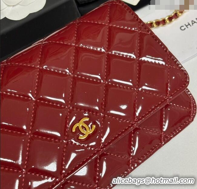 Best Product Chanel Patent Calfskin Classic Wallet on Chain WOC AP0250 Red/Gold 2025