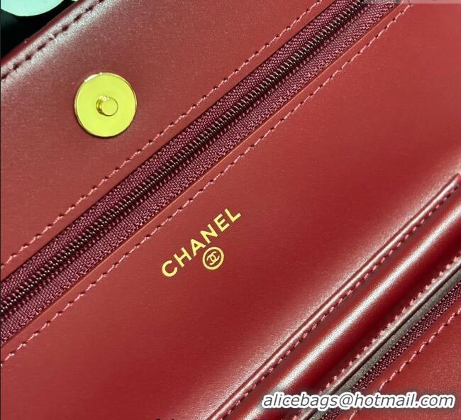 Best Product Chanel Patent Calfskin Classic Wallet on Chain WOC AP0250 Red/Gold 2025