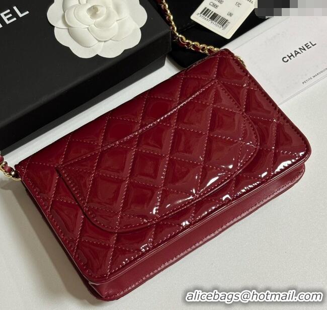 Best Product Chanel Patent Calfskin Classic Wallet on Chain WOC AP0250 Red/Gold 2025