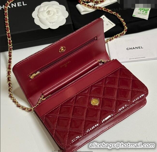 Best Product Chanel Patent Calfskin Classic Wallet on Chain WOC AP0250 Red/Gold 2025