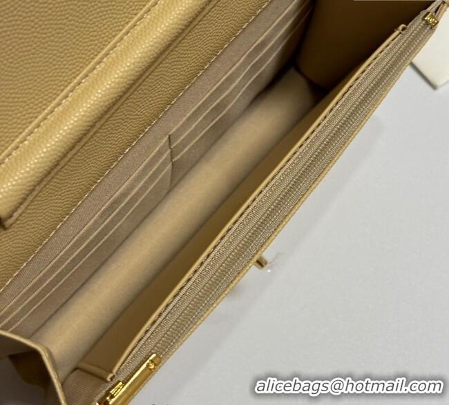 Good Quality Chanel Grained Shiny Calfskin Classic Wallet on Chain WOC AP4241 Yellow 2025