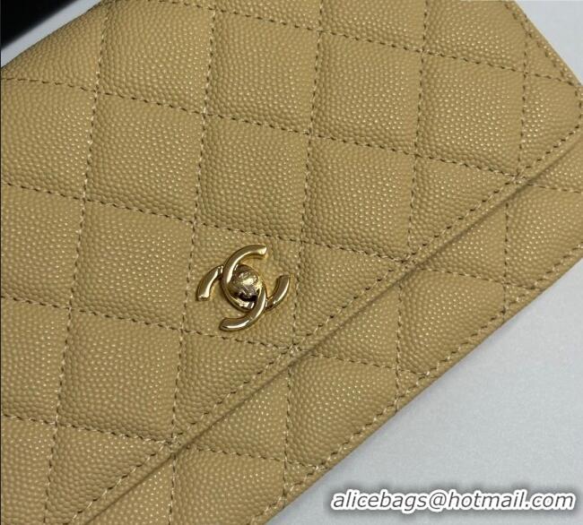 Good Quality Chanel Grained Shiny Calfskin Classic Wallet on Chain WOC AP4241 Yellow 2025