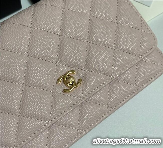 Best Price Chanel Grained Shiny Calfskin Classic Wallet on Chain WOC AP4241 Light Pink 2025