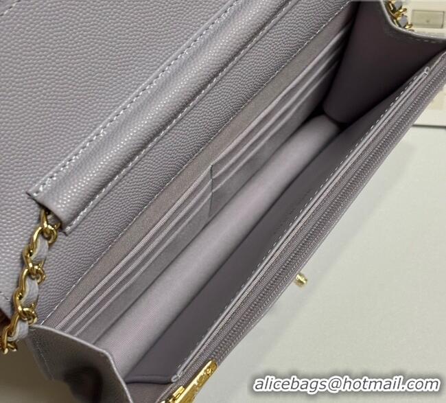 Luxury Cheap Chanel Grained Shiny Calfskin Classic Wallet on Chain WOC AP4241 Pale Purple 2025