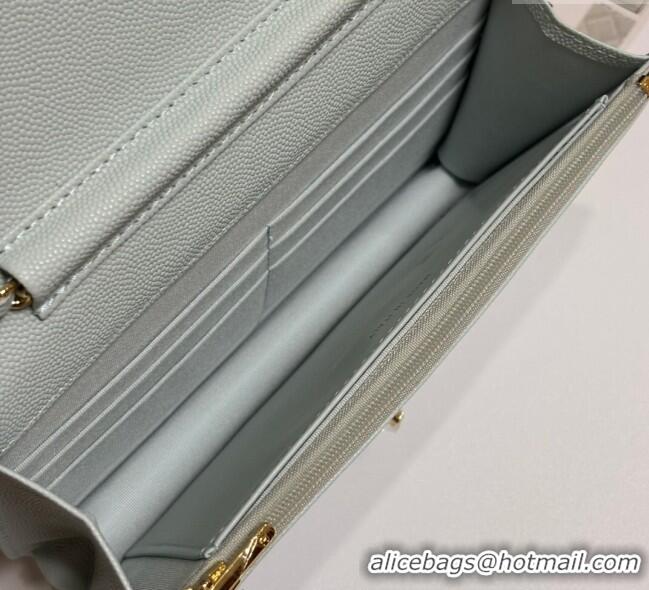 Top Design Chanel Grained Shiny Calfskin Classic Wallet on Chain WOC AP4241 Pale Green 2025