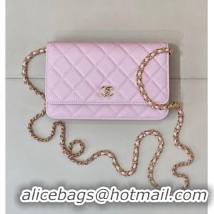 Top Quality Chanel Grained Shiny Calfskin Classic Wallet on Chain WOC AP4241 Pink 2025