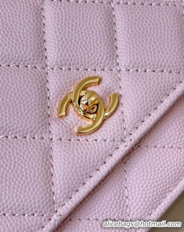 Top Quality Chanel Grained Shiny Calfskin Classic Wallet on Chain WOC AP4241 Pink 2025
