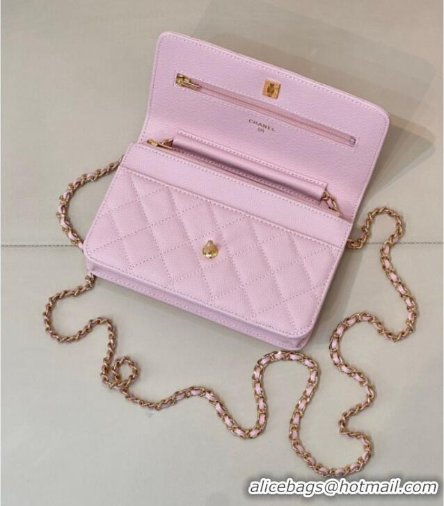 Top Quality Chanel Grained Shiny Calfskin Classic Wallet on Chain WOC AP4241 Pink 2025