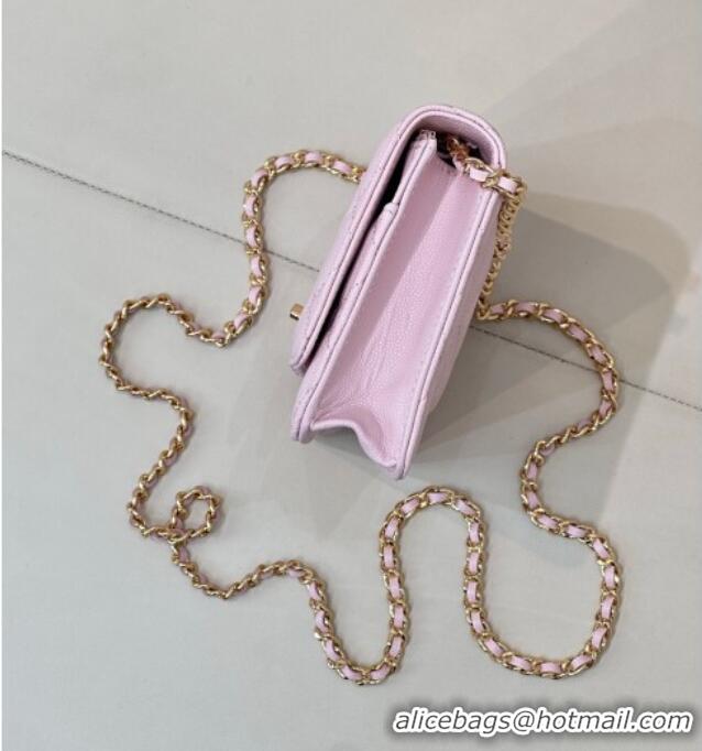 Top Quality Chanel Grained Shiny Calfskin Classic Wallet on Chain WOC AP4241 Pink 2025