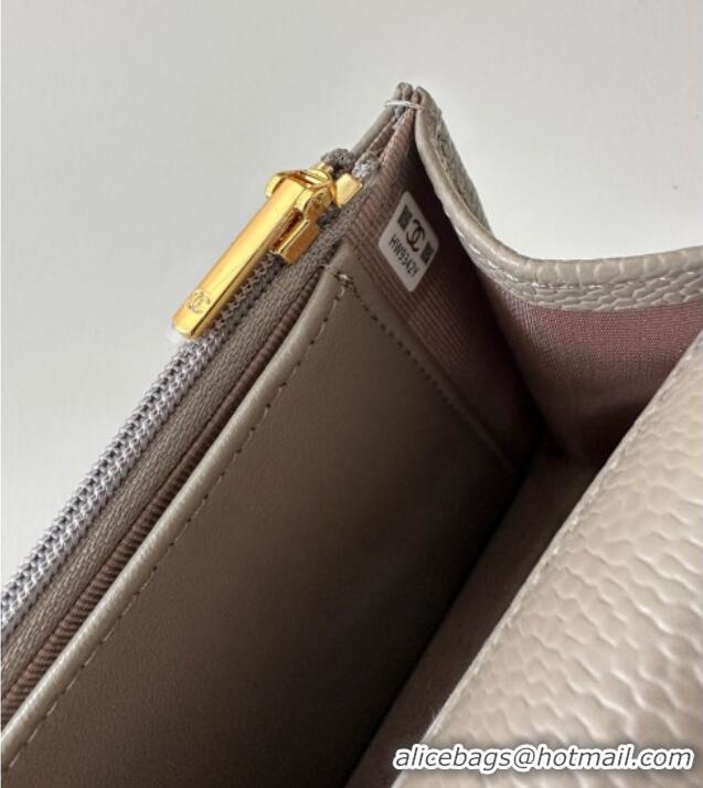 Luxury Cheap Chanel Grained Shiny Calfskin Classic Wallet on Chain WOC AP4241 Grey/Gold