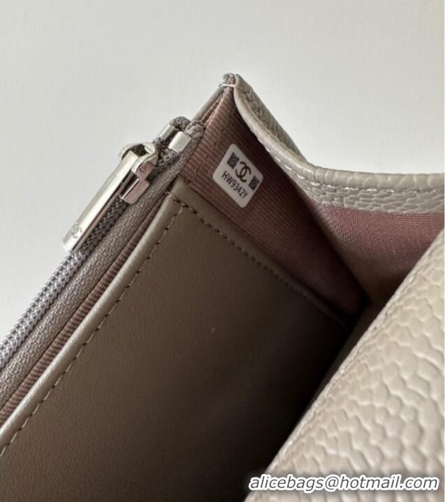 Best Price Chanel Grained Shiny Calfskin Classic Wallet on Chain WOC AP4241 Grey/Silver 2025
