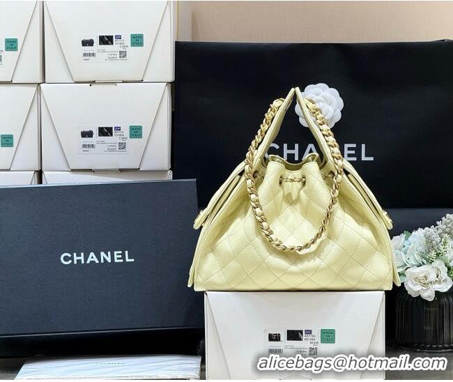 Discount Chanel 25 Small Handbag in Grained Calfskin AS5293 Yellow Spring-Summer 2025 Top Quality