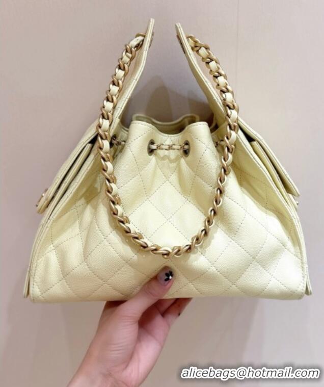 Discount Chanel 25 Small Handbag in Grained Calfskin AS5293 Yellow Spring-Summer 2025 Top Quality