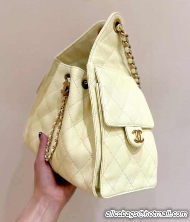 Discount Chanel 25 Small Handbag in Grained Calfskin AS5293 Yellow Spring-Summer 2025 Top Quality