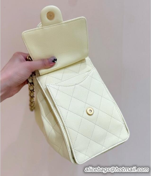 Discount Chanel 25 Small Handbag in Grained Calfskin AS5293 Yellow Spring-Summer 2025 Top Quality