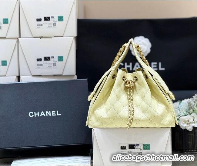 Discount Chanel 25 Small Handbag in Grained Calfskin AS5293 Yellow Spring-Summer 2025 Top Quality